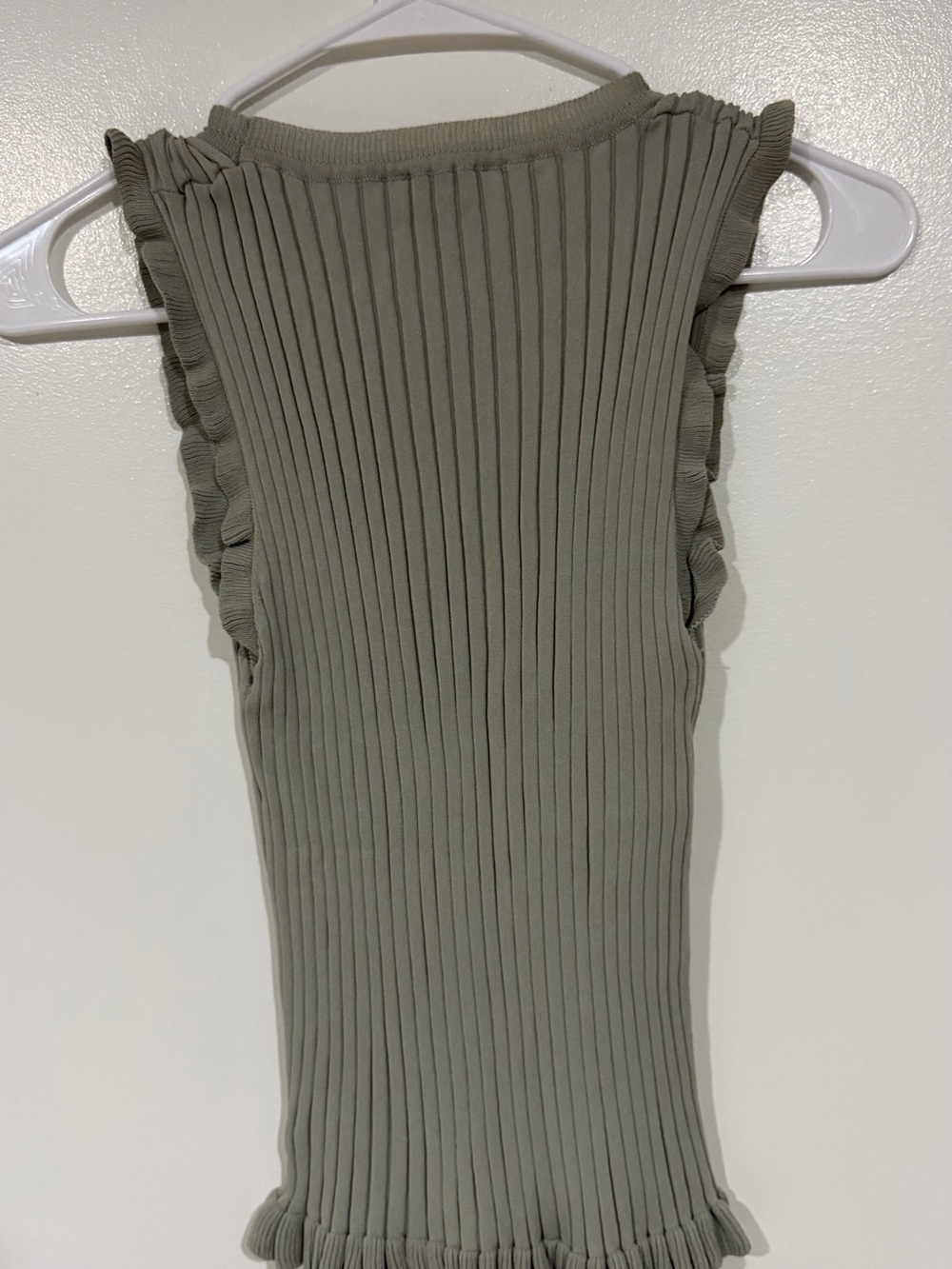 Hem & Thread Sage Ribbed Ruffle Tank Top - Picture 4 of 4
